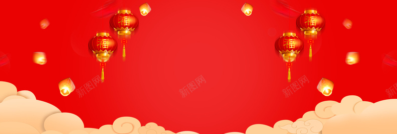 新年红灯笼简约红色背景背景