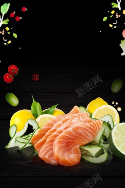 日式料理刺身三文鱼背景素材背景