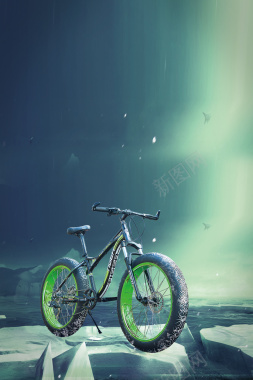 冰河创意山地自行车广告海报背景背景