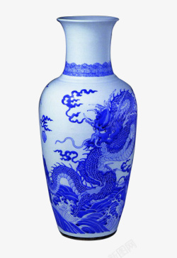 蓝色瓷瓶蓝色古风花瓶高清图片