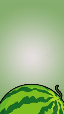 扁平卡通西瓜清新绿色夏季H5背景素材背景