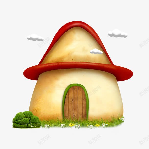 卡通蘑菇房png免抠素材_88icon https://88icon.com 房子 蘑菇