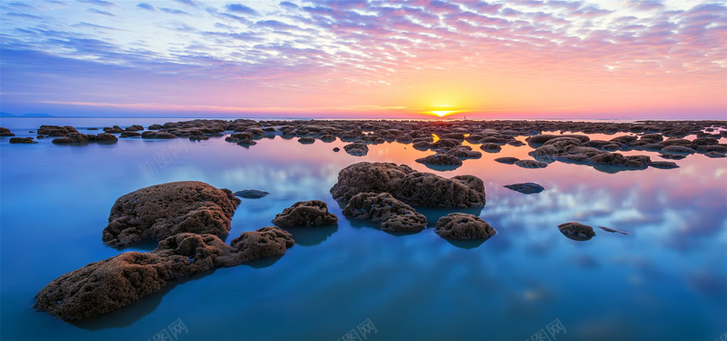 黄昏中海岸背景背景