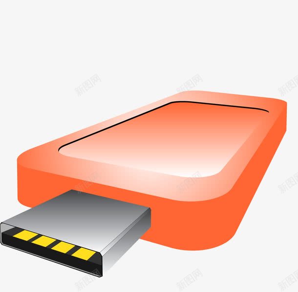 橙色USBpng免抠素材_88icon https://88icon.com USB u盘 数据线接口 橙色USB 矢量U盘 读卡器