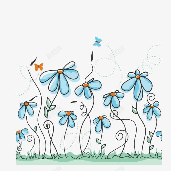 可爱卡通手绘花朵和草地矢量图ai免抠素材_88icon https://88icon.com 卡通手绘花 卡通花朵 可爱卡通手绘花 底纹 花 草地 蝴蝶 矢量图