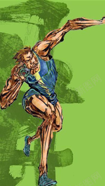 绿色手绘铅球运动背景图背景