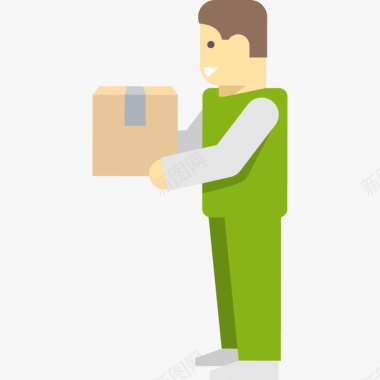 货物物流绿色人物送货员递交货物图标图标
