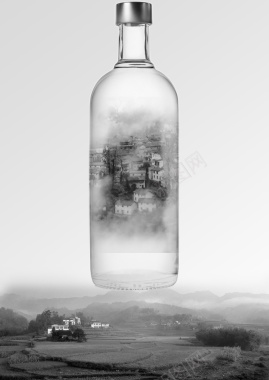 梦幻玻璃瓶乡村黑白背景背景
