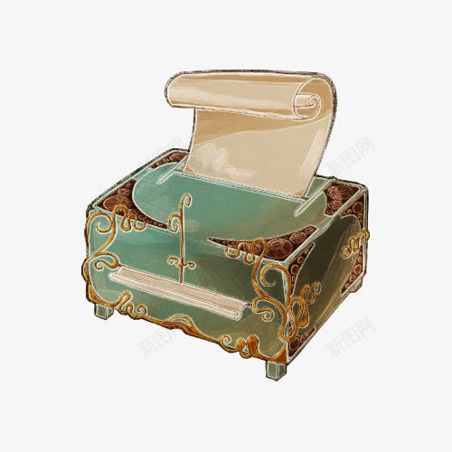 卡通绿色抽纸盒png免抠素材_88icon https://88icon.com 卡通 复古 抽纸盒 绿色