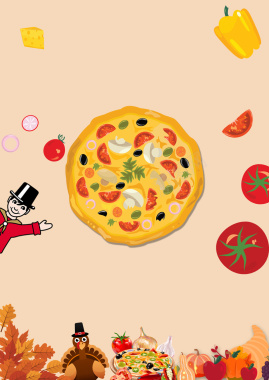 披萨小清新卡通海报背景