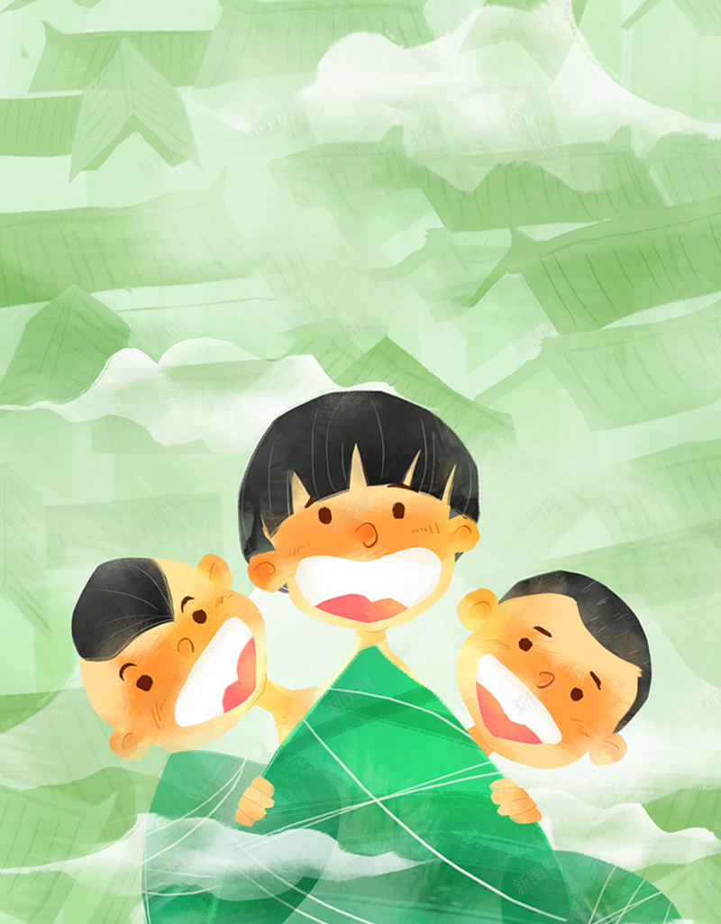 端午节吃粽子小清新绿色H5背景jpg设计背景_88icon https://88icon.com H5背景素材 人物 卡通 吃粽子 小清新 端午节 粽子背景 绿色背景