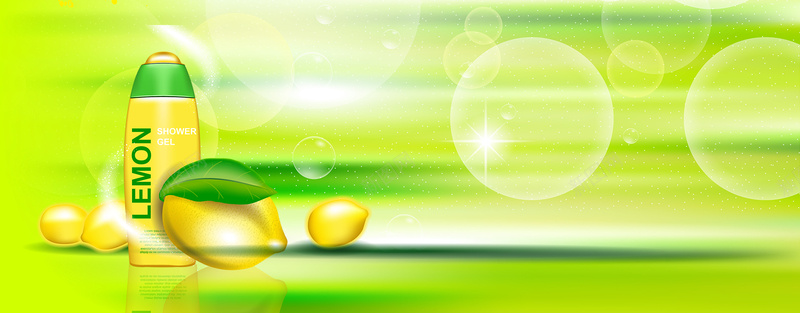 柠檬汁简约气泡绿色背景背景