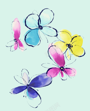 水彩手绘蝴蝶花背景背景