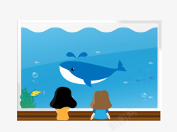 参观水族馆简笔画素材