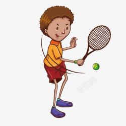 卡通小孩网球运动插画素材