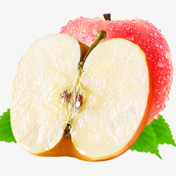 苹果形水果元素切开红富士水果高清图片