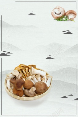 简约美味香菇促销背景