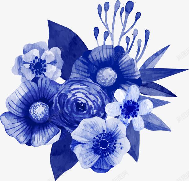 深蓝色花卉装饰png免抠素材_88icon https://88icon.com 深蓝色 花卉 装饰