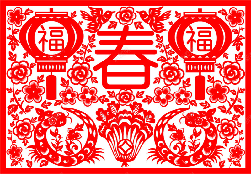 精美春节剪纸矢量素材eps设计背景_88icon https://88icon.com 剪纸素材 矢量素材 剪纸 快乐 春节 质感 纹理