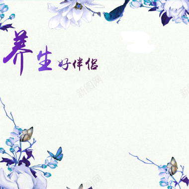 中国风手绘鲜花背景促销主图背景