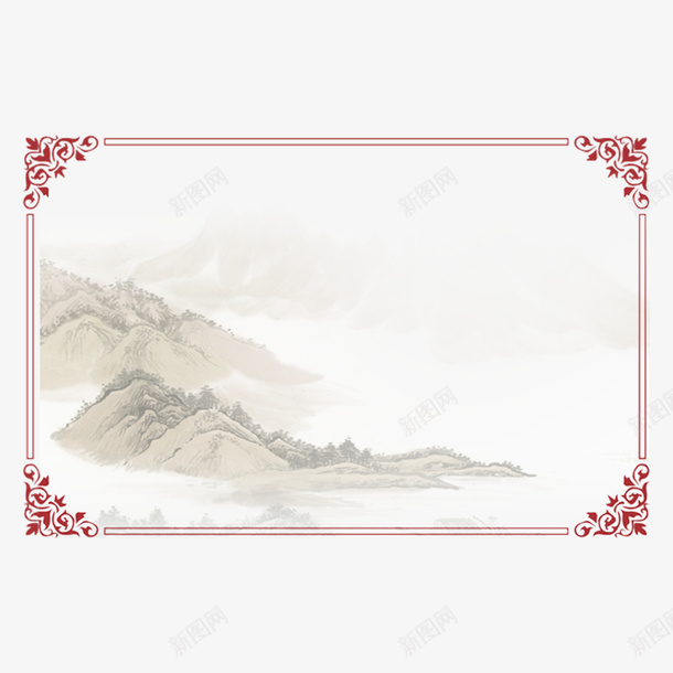 线框花纹山水画复古元素png免抠素材_88icon https://88icon.com 复古元素 山水画 山水画壁纸 线框 花纹