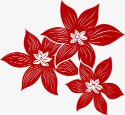 手绘花朵红色背景素材