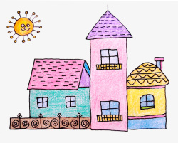 彩色的房子原创彩色手绘彩色卡通房子高清图片