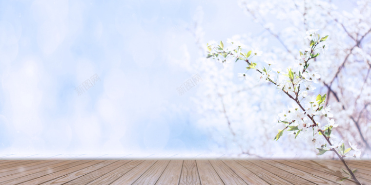 水彩风花卉复古春天展板背景背景