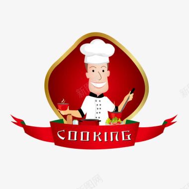 厨师红色厨师图标图标