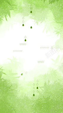 绿色渐变竹子春季PSD分层H5背景素材背景