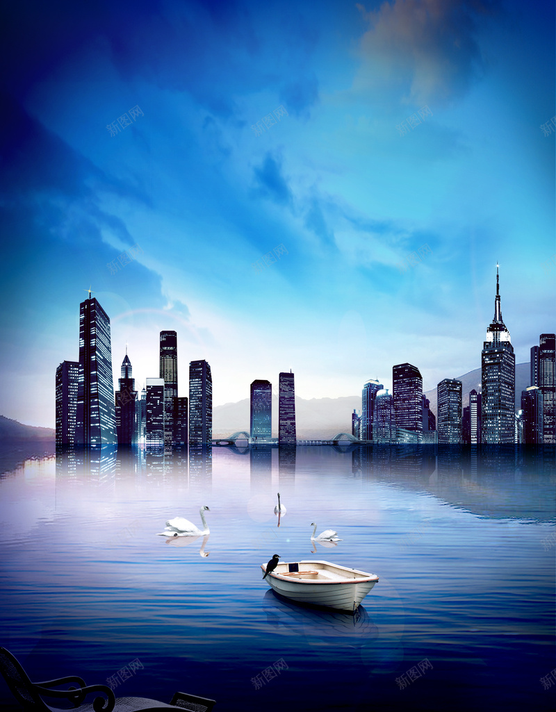 简单大气房地产广告海报背景psd设计背景_88icon https://88icon.com 地产 城市 大气 广告 房地产 海报 简单 素材 背景 蓝色