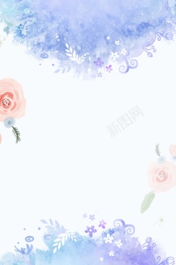 蓝色花卉海报背景背景