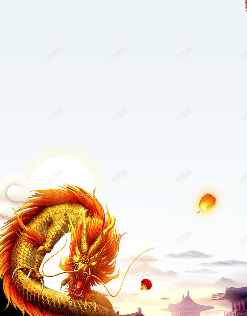 狗年龙抬头海报背景图psd设计背景_88icon https://88icon.com 中国传统 中国风 习俗 二月二背景 古老的龙 喜庆 广告设计背景 戊戌狗年 手绘 民俗 灯笼 热闹 祥云 龙