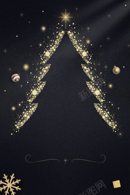 圣诞节黑金大气圣诞树广告背景背景