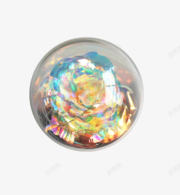 装玫瑰花的玻璃球png免抠素材_88icon https://88icon.com 漂亮 玫瑰花 玻璃球 玻璃球质感 透明