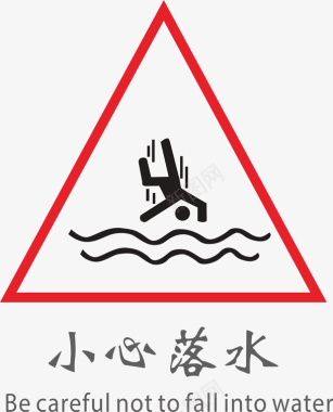安防小心落水标志图标图标