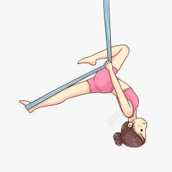 吊绳运动卡通少女瑜伽素材