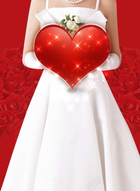 红色玫瑰婚纱背景背景
