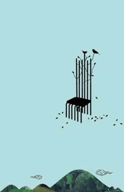 山水地产清新抽象椅子山水地产海报背景高清图片