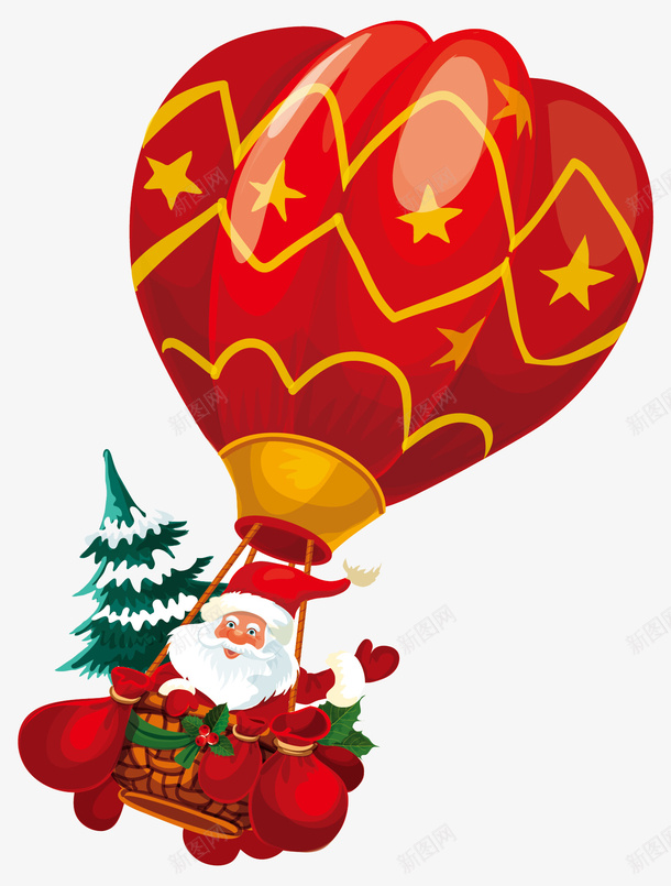 圣诞圣诞老人圣诞树热气球矢量图ai免抠素材_88icon https://88icon.com 圣诞 圣诞树 圣诞老人 热气球 矢量图
