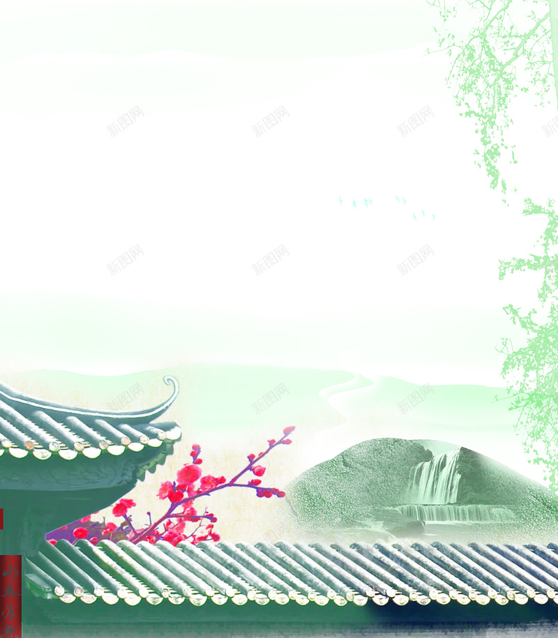 一枝红杏出墙背景图jpg设计背景_88icon https://88icon.com 白色 中国风 红杏围墙树温暖