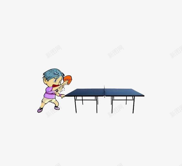 乒乓球桌png免抠素材_88icon https://88icon.com 单人 打乒乓球 球桌 男孩 蓝色