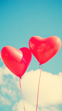 浪漫爱情红色爱心气球H5背景背景