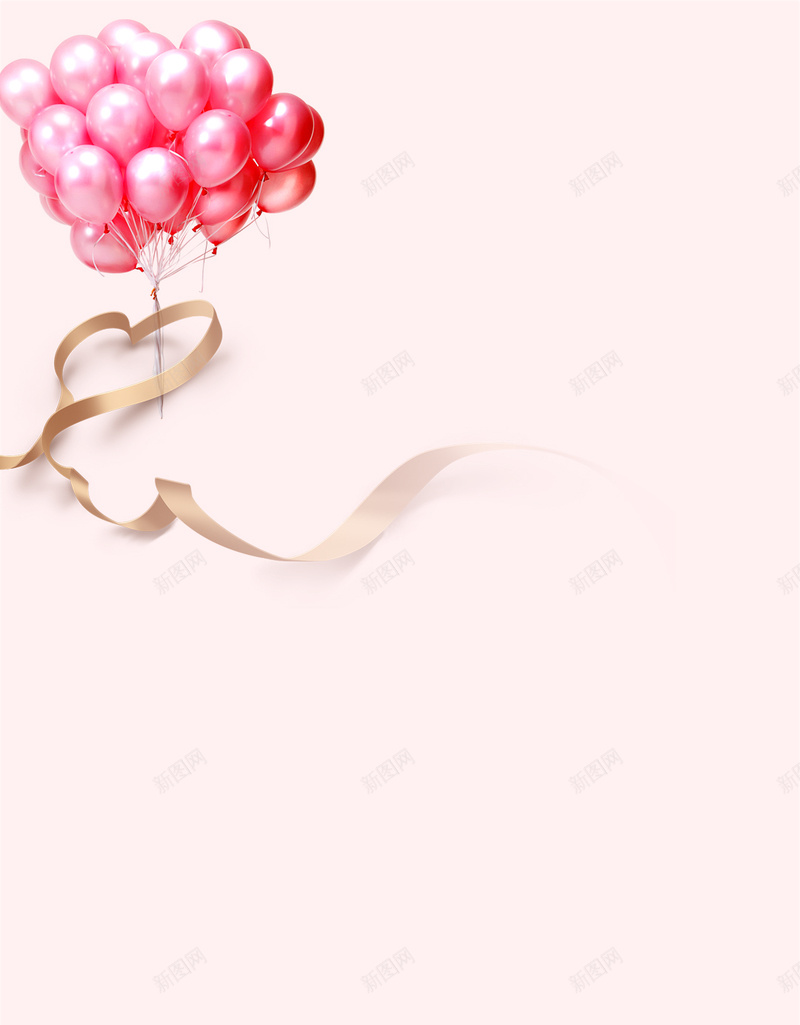 粉色简约气球H5分层背景psd设计背景_88icon https://88icon.com 分层 气球 简约 粉色 花瓣 H5 背景 玫瑰花 情人节