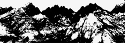 山雪山线稿黑白线描矢量图素材