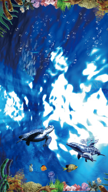 蓝色海底生物背景背景