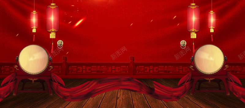 天猫淘宝节日红色大气背景背景