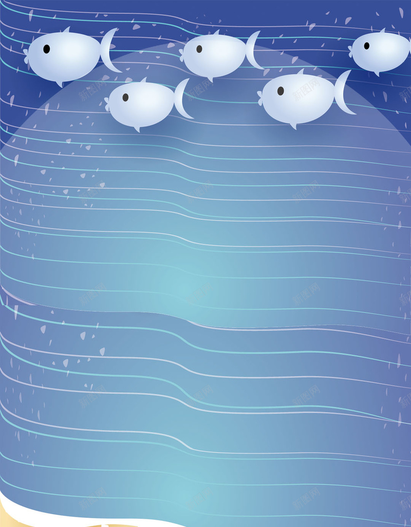 清新手绘海景H5psd设计背景_88icon https://88icon.com 卡通 卡通星星 卡通鱼 手绘卡通 海边 蓝色 蓝色海边 鱼