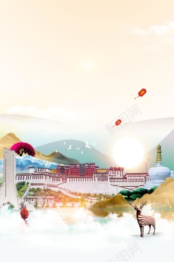 西藏布达拉宫旅游海报背景