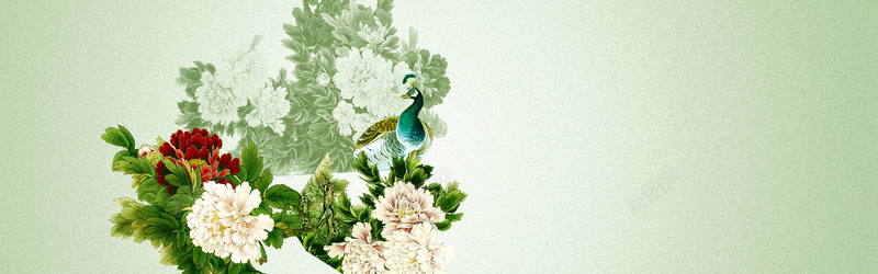 中国风牡丹花孔雀背景jpg设计背景_88icon https://88icon.com 中国风 牡丹花 孔雀 花卉 叶子 海报banner